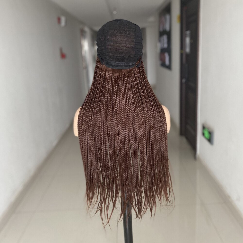 Ombre Brown Cosplay Braiding Hair Wig 26 inch Braided Wigs For Black Women Synthetic Barids Long Synthetic Box Braided Wigs