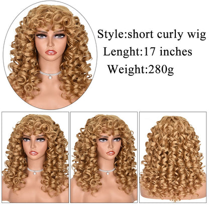 Women's Synthetic wigs Long Curly wig Blonde/brown Hair Natural Fluffy Hairstyle Red Wigs African Ombre Glueless HighTemperature