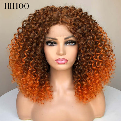 Lace Front Wigs Synthetic Short Hair Body Wave Wig For Women Preplucked Heat Resistant Fiber Hair Lace Front Wig Red Cosplay