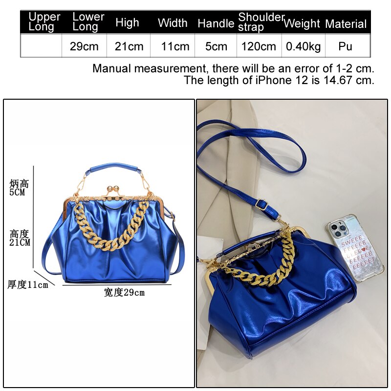 Luxurious evening bags Thick chain crossbody bags for women Ambilight women's shoulder handbag and purse lady light and colour