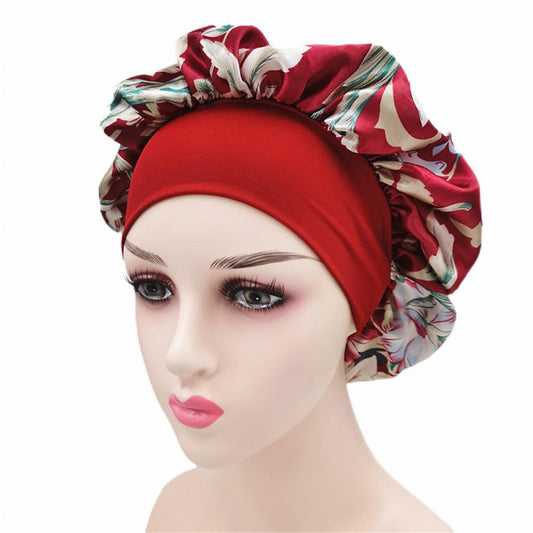 Hair Bonnet Lightweight Satin Skullies Beanies Bathing Colorful Print Bohemia Sleep Cap Beauty Hat