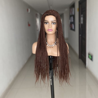 Ombre Brown Cosplay Braiding Hair Wig 26 inch Braided Wigs For Black Women Synthetic Barids Long Synthetic Box Braided Wigs