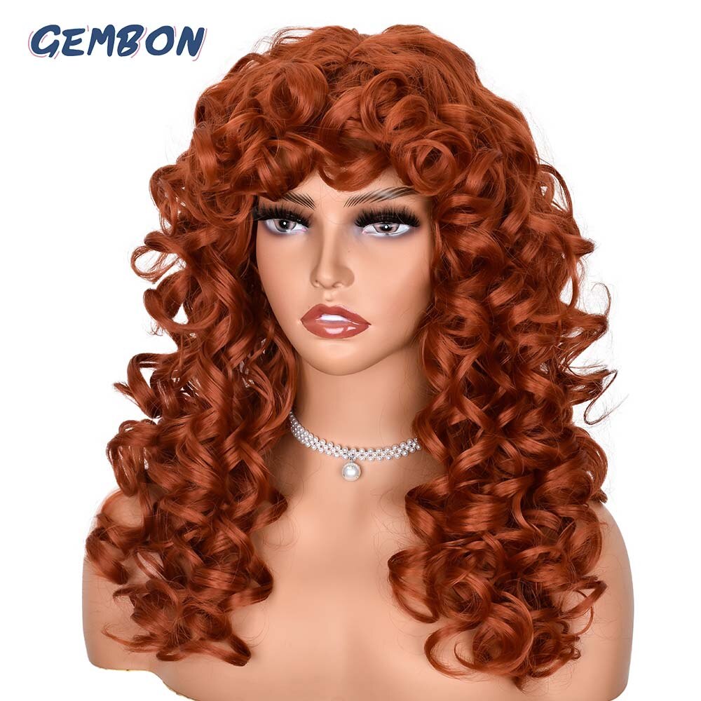 Women's Synthetic wigs Long Curly wig Blonde/brown Hair Natural Fluffy Hairstyle Red Wigs African Ombre Glueless HighTemperature