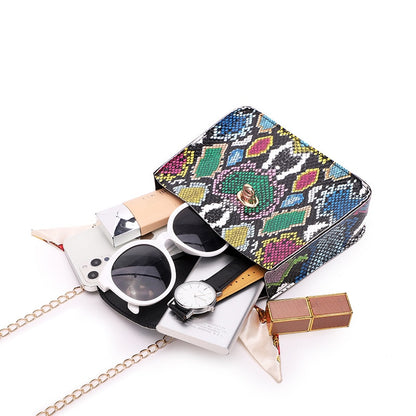 Women Bag Crocodile Pattern Silk Scarf  Shoulder New Fashion Crossbody Messenger Bags Small Square Mobile Phone Coin Purse