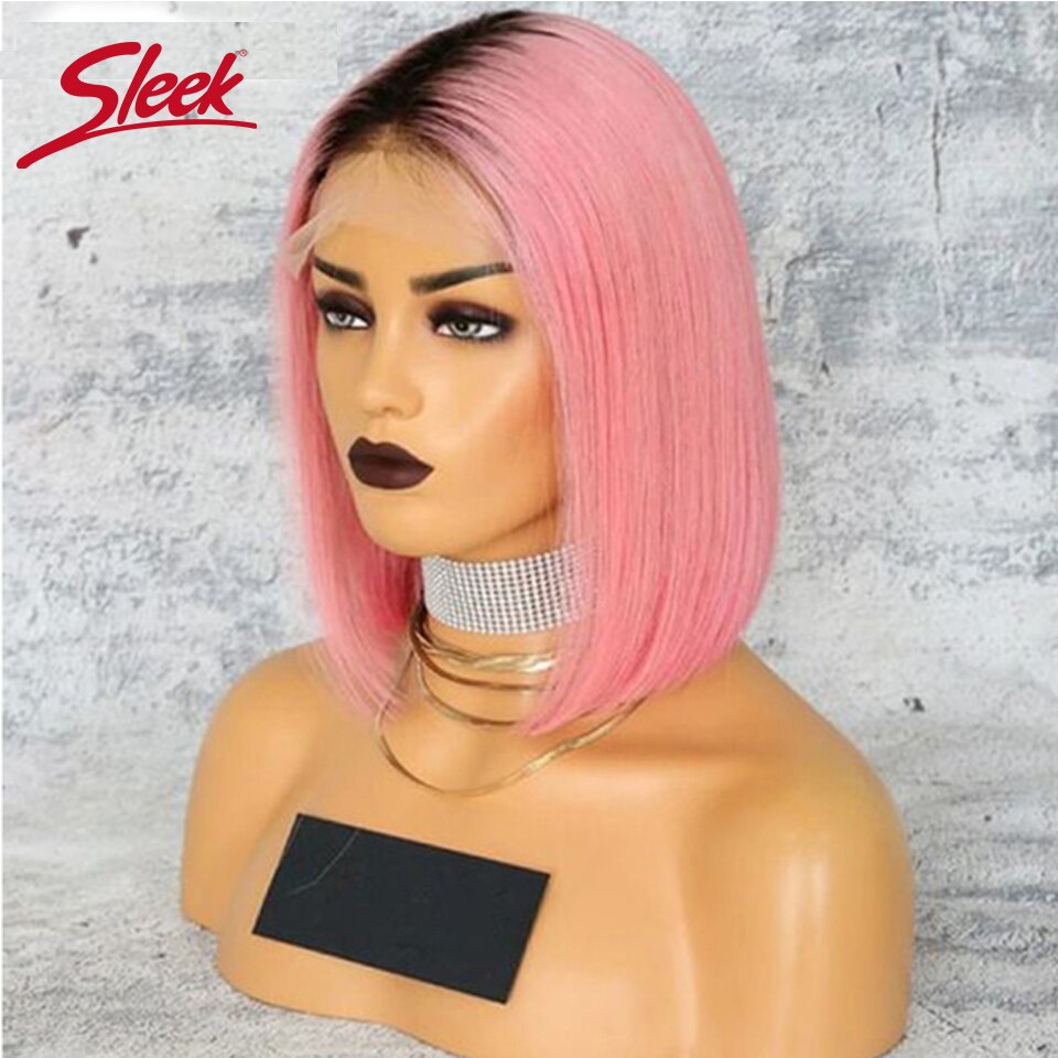 Pink Bob Wigs Blonde Pink Straight Lace Front Human Hair Wigs HD Transparent Lace Pre Plucked Sleek Brazilian Bob Lace Wigs