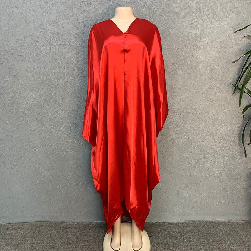 Summer Deep V Neck Kaftan Women Casual Irregular Hem Solid Color Dresses 2022 Fashion European and American Style Loose Dress