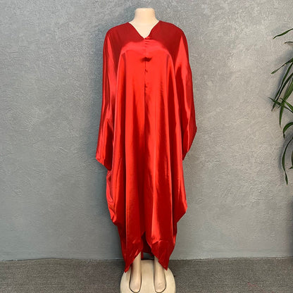 Summer Deep V Neck Kaftan Women Casual Irregular Hem Solid Color Dresses 2022 Fashion European and American Style Loose Dress